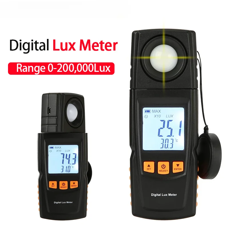 

2-in-1 Digital Luminometer Photometer Luminance Lumen Meter 0-200000 Lux Senor With 2 Times/sec Sampling Frequency Auto Range