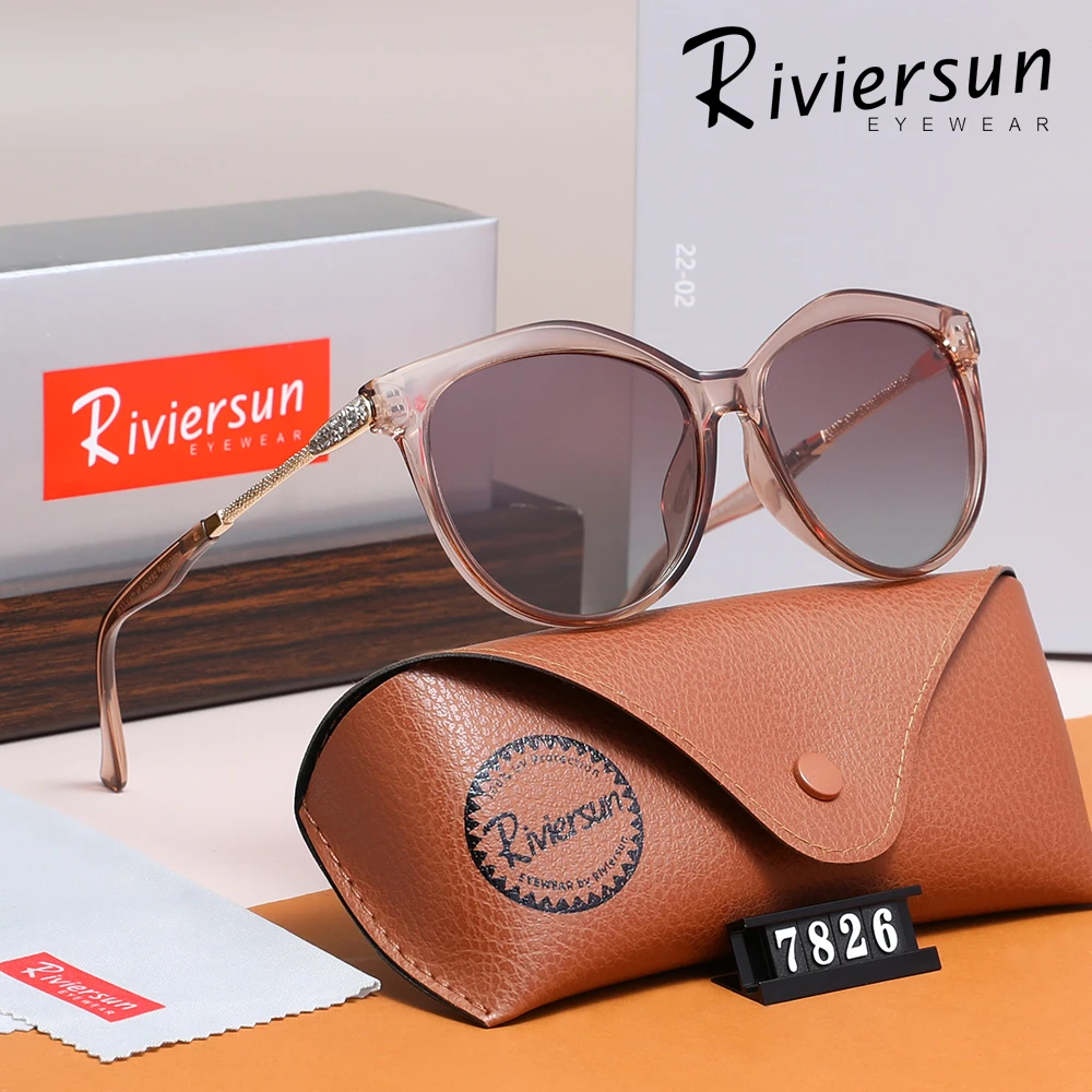 RIVIERSUN gafas de sol antideslumbrantes polarizadas de lujo para mujer UV400 gafas ojo de gato marco grande moda femenina verano conducción yewear
