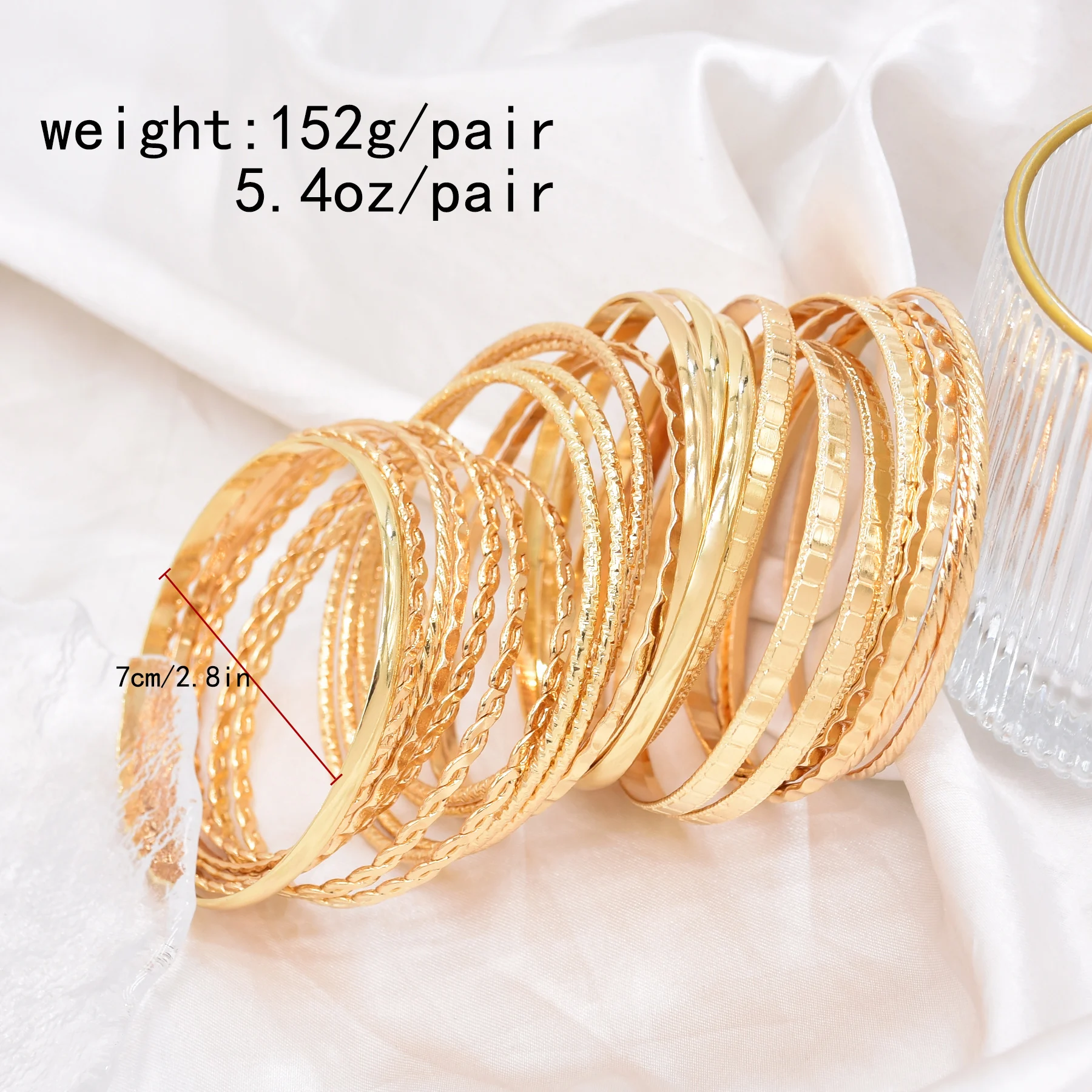 24 pcs/set Bangle Indian Bollywood Alloy Metal Textured Color Designer Jewelry Special Large Size Bangle Bracelets Set