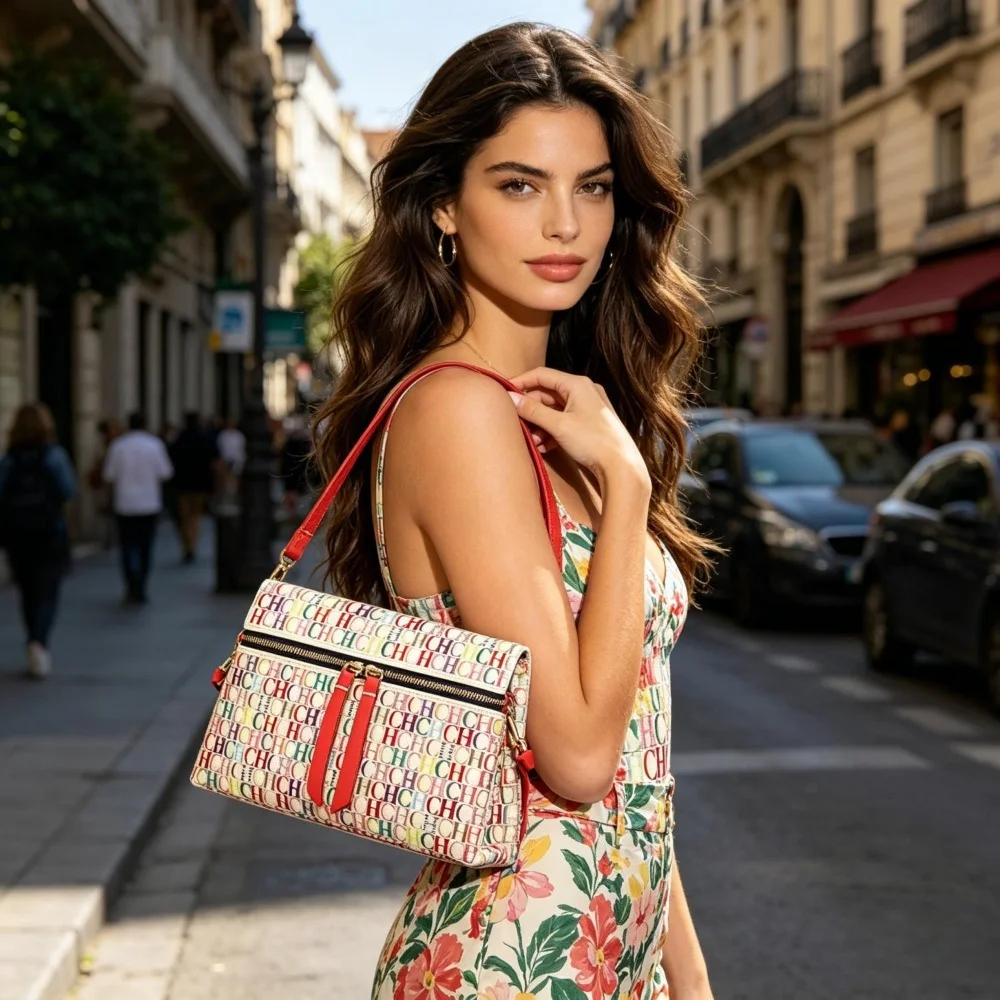 CHHC Fashion Women Printed Crossbody Bag Letter Pattern Classic Ladies Handbag Small Design Envelope Purse for Daily Outfit
