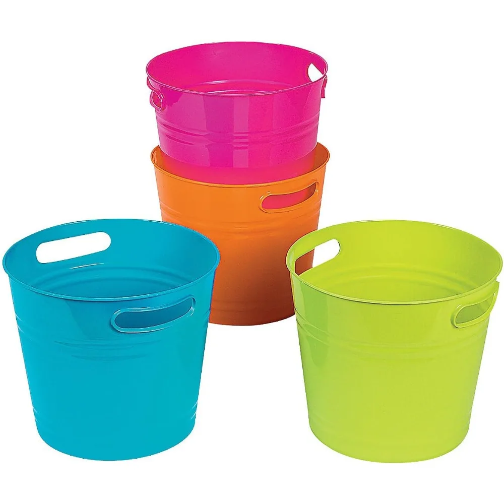

цветное пластиковое ведро - набор из 4 пластиковых ведер для длительного хранения дома и рукоделия - яркий цветной галон - вечеринки,