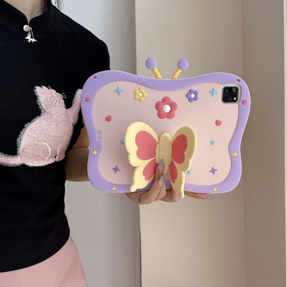 Kids Case For iPad A16 11th 12th 11 10.9 10th 7th 8th 9th 10.2 Cute Cover Butterfly Stand Funda iPad Pro 9.7 10.5 Air 2 3 4 capa