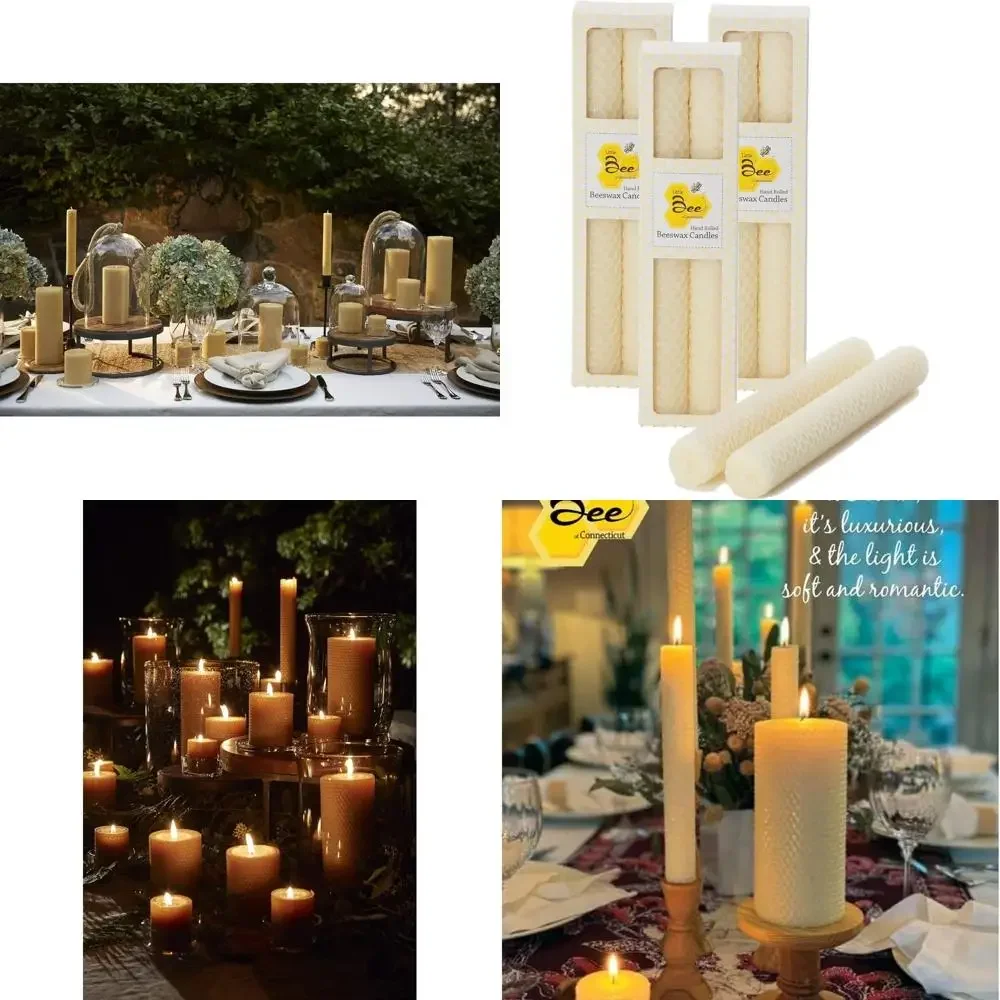 

8-дюймовые ручные конические свечи из пчелиного воска - (три пары)