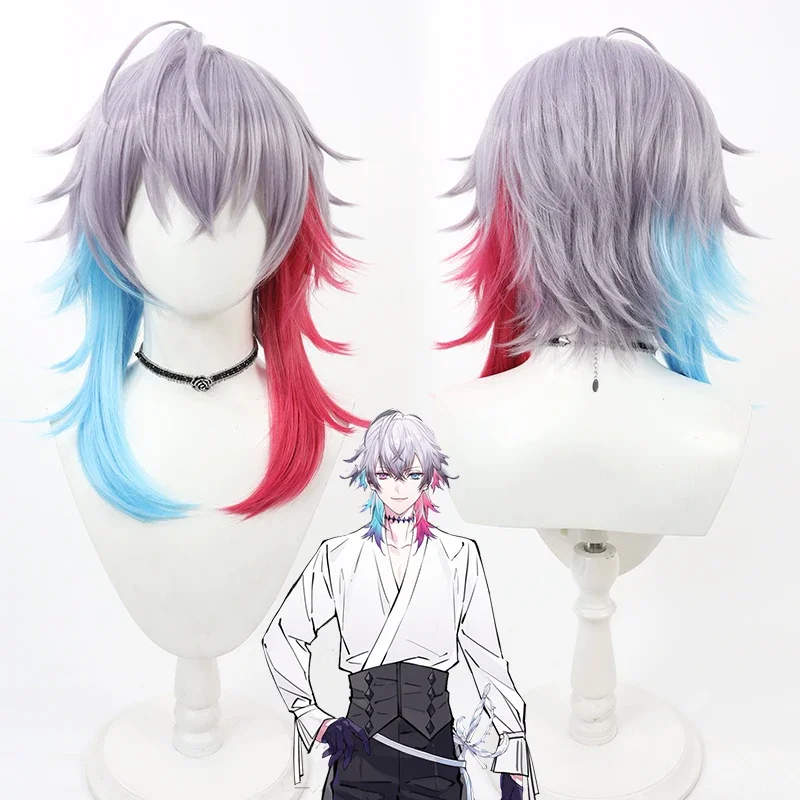 Vtuber Gavis Bettel Cosplay Wig Light Purple Red Blue Mixed Heat Resistant Synthetic Hair for Halloween Costume Role Play Party