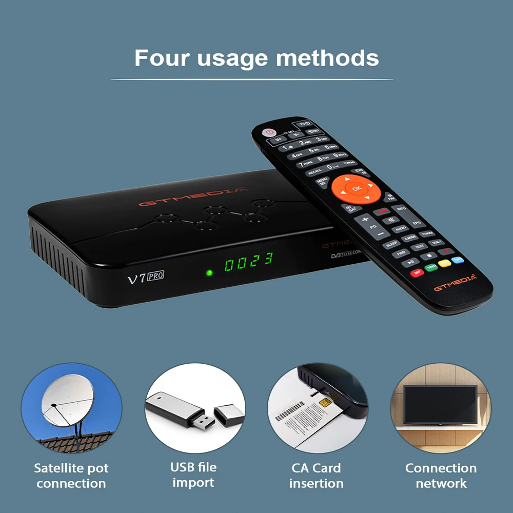 GTMEDIA V7 Pro Satellite Receiver DVB-S/S2/S2X+T/T2 1080P Full HD With USB WIFI powervu Biss Key HEVC/H265 V7 PRO Support ECAM