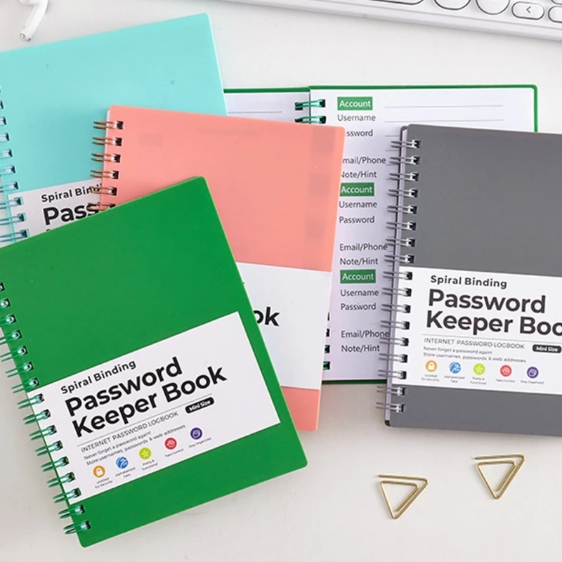 Passwort Keeper Book Portable Spirals Notebook Passwort Buch Office Supplies .H05A