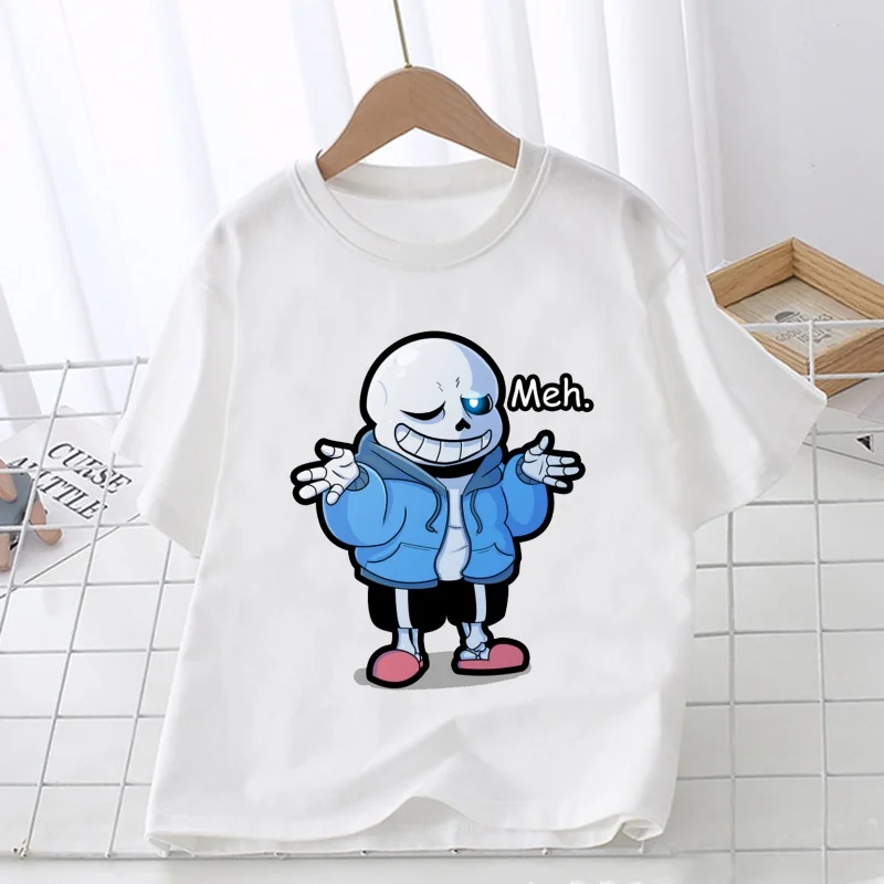 Vedio Game Undertale Sans Print Cartoon Kids T shirt Girls Summer Tops Baby Boys Clothes Children Short Sleeve White T-shirts