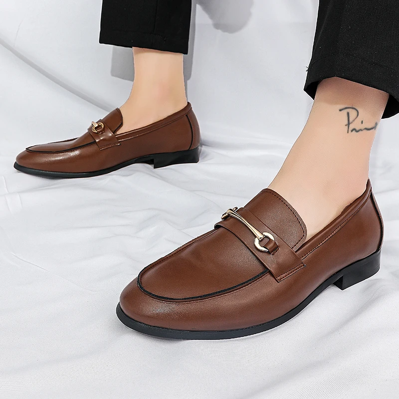 

Мужские лоферы без шнуровки для джентльменов. Удобные элегантные высококачественные кожаные туфли для отдыха, работы и офиса для взрослых, размеры 38–46 лет.