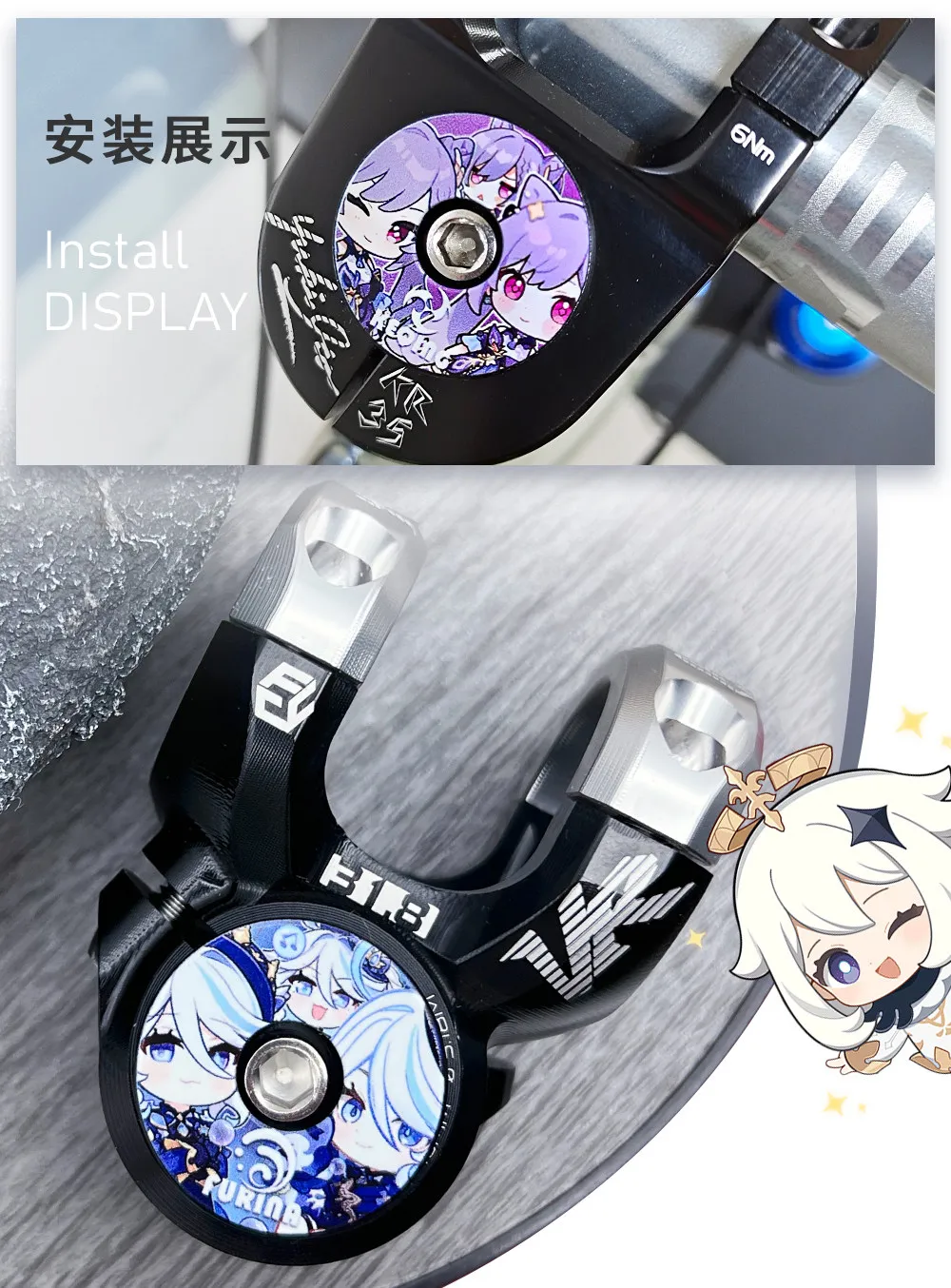 KRSEC Fahrrad Aluminiumlegierung Steuersatzkappe Anime-Stil Vorbaukappe Rennrad MTB Fahrrad Vorbau Zubehör Steuersatz-Deckel – Detail 6