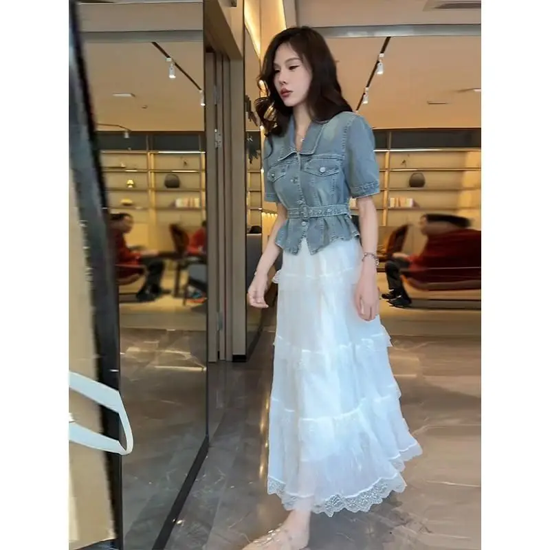 معطف الدنيم الفراء المرأة الصيف أبلى الحياكة بالون صغير الأكمام الهيب البوب جيوب الطبقات متجدد الهواء محبوك مفتوحة الجبهة خفيفة الوزن