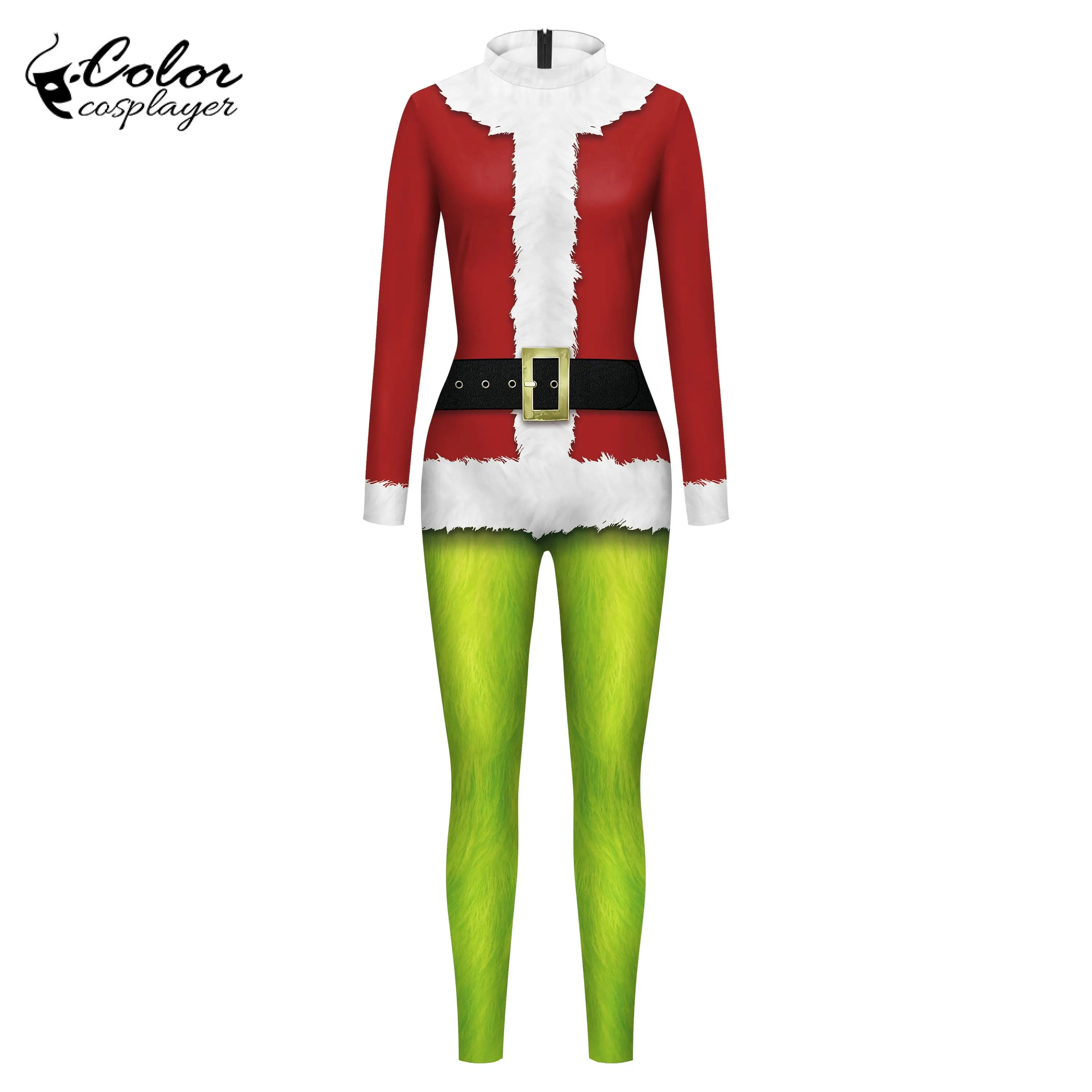 Kleur Cosplayer Anime Kerst Jumpsuit Santa Claus Cosplay Kostuum Bodysuit Vrouwen Catsuit Fantasia Vakantie Volwassen Kleding