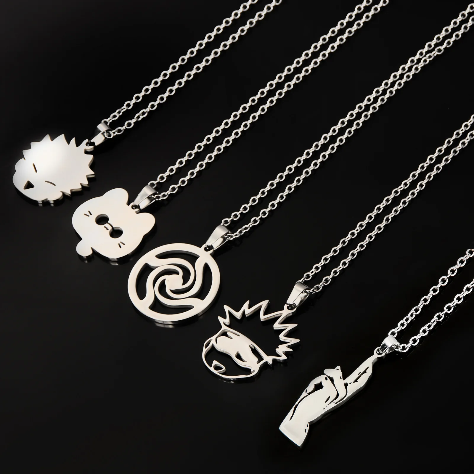 Anime Jujutsu Kaisen Necklace Gojo Satoru Cute Cat High School Emblem Pendant Necklaces for Women Men Jewelry Accessories