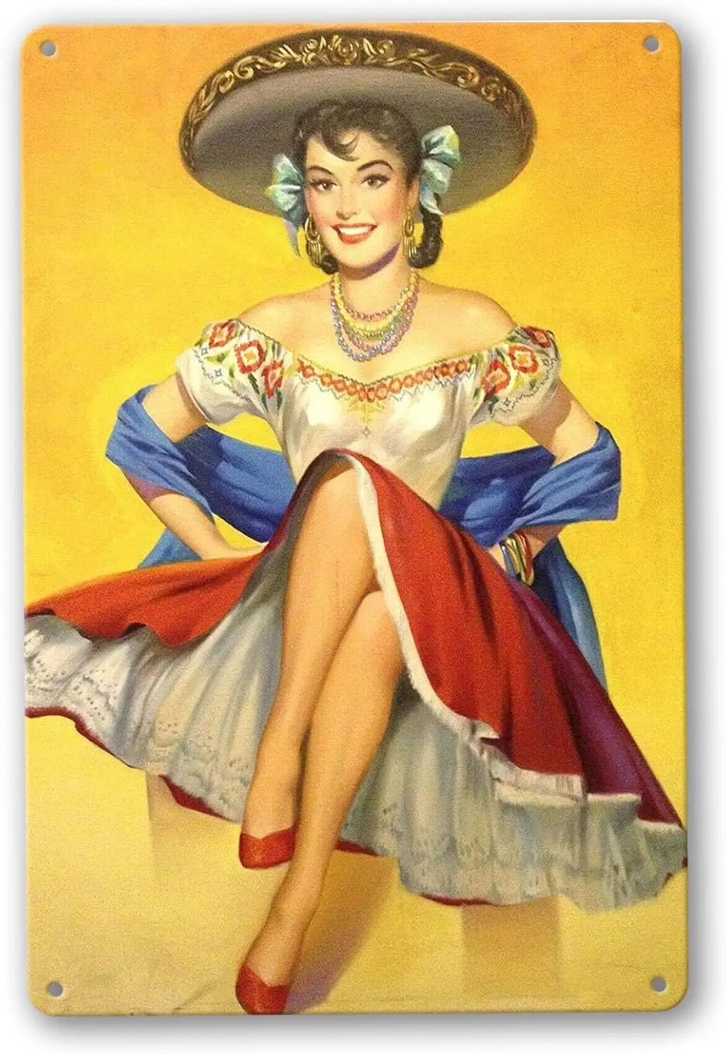 New Vintage Retro Metal Tin Sign Mexican Latino Pin Up Girl Home Kitchen Bar Bedroom Living Room Wall Decor Plaque Signs 8x sign