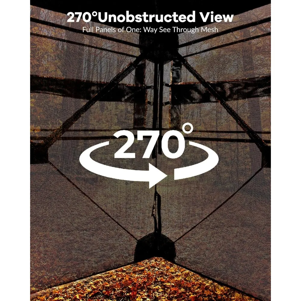 Pop Up Ground Hunting Blind with 270° See Through View Windows 4-6 Hunters Waterproof Camouflage Hunting Tent Sturdy Carry view 2