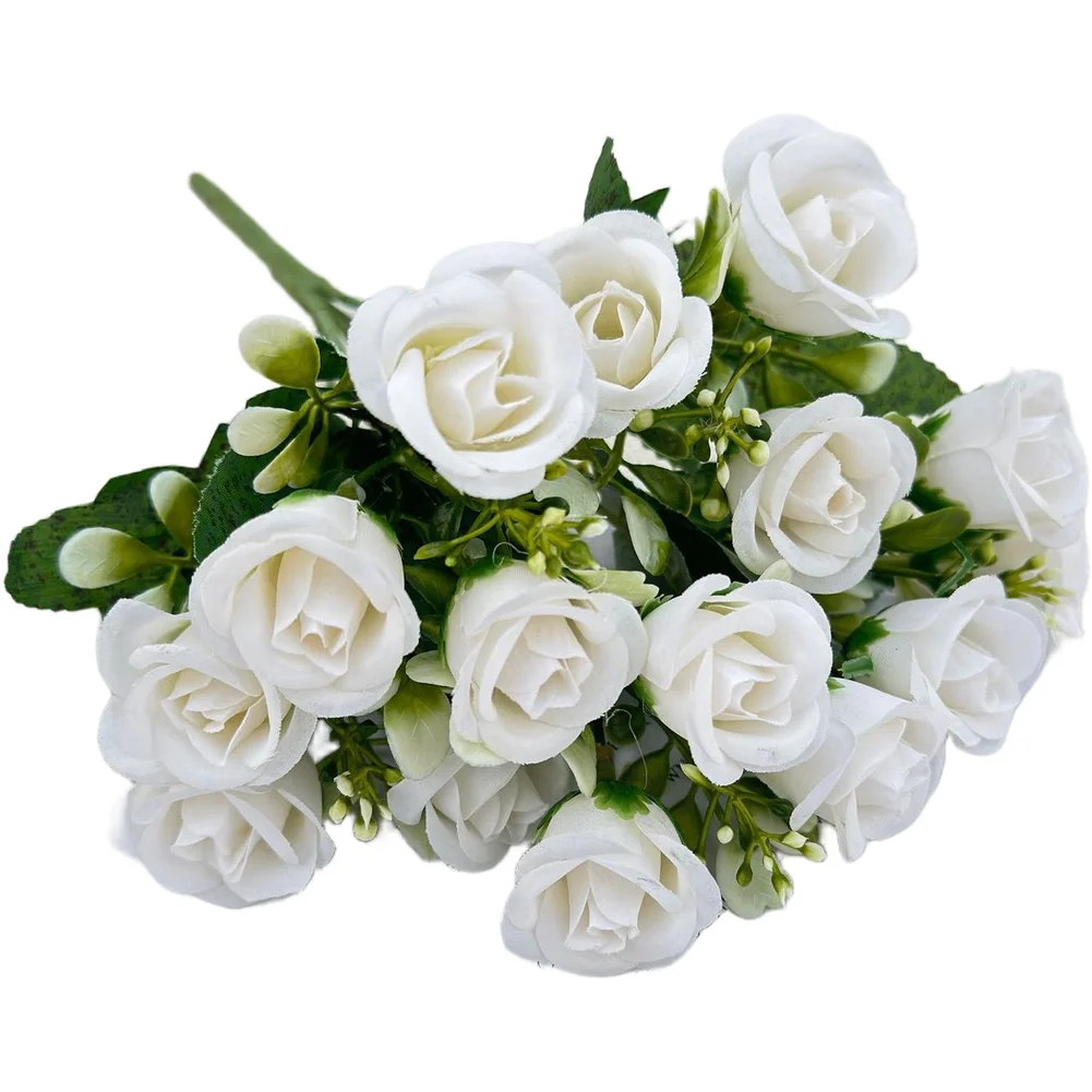 Silk Flower Bouquet 32cm for Wedding Decoration Living Room Table Centerpiece White Red Pink Yellow Bean Paste