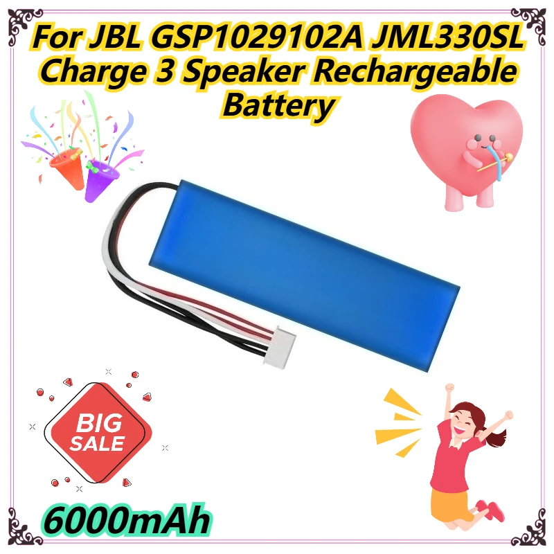 

6000mAh For JBL GSP1029102A JML330SL Charge 3 Speaker Rechargeable Battery