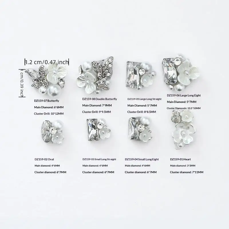 Nuovo Decorazione per Unghie con Zircone e Perla, Strass Brillante, Gioielli per Unghie, Charm Fai-da-Te, Accessori