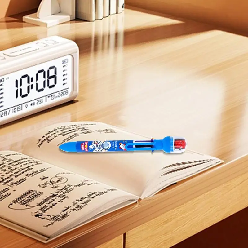 Colored Ballpoint Pens 6-in-1 Cute Multicoloured Pen Retractable Ink Pen Stationery Supplies For Taking Notes