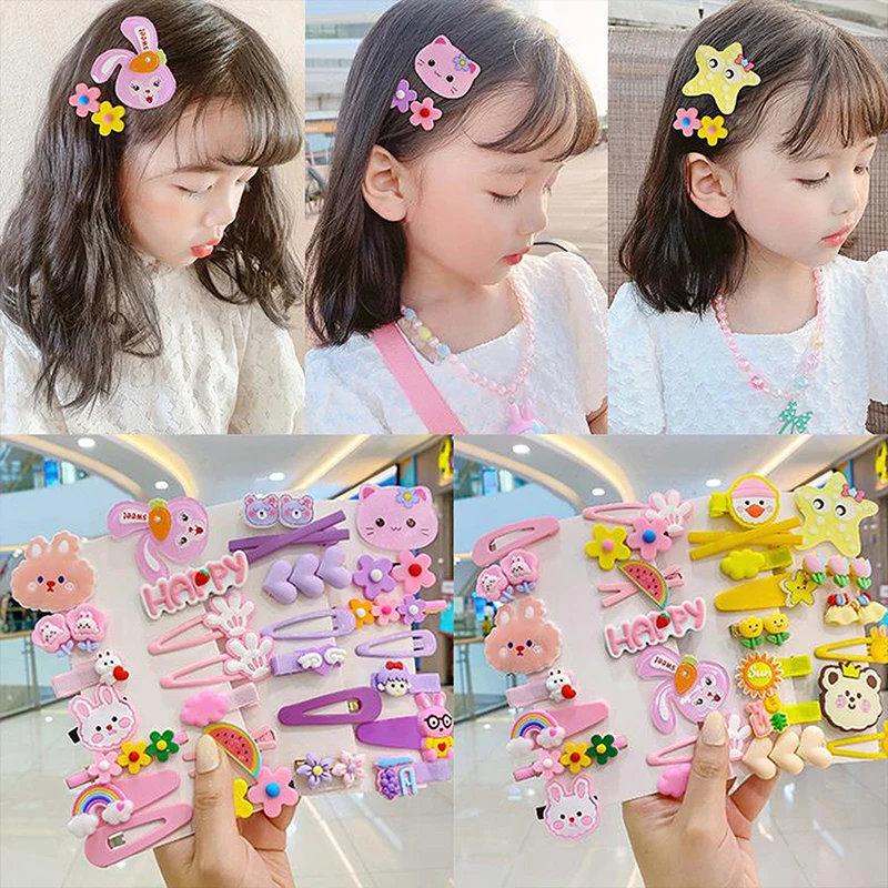 14 Pieces Children Girls Hair Clips Set Kids Headwear Cute Sweet Cartoon Hairpins Hair Accessories For Toddlers Kid Headdress