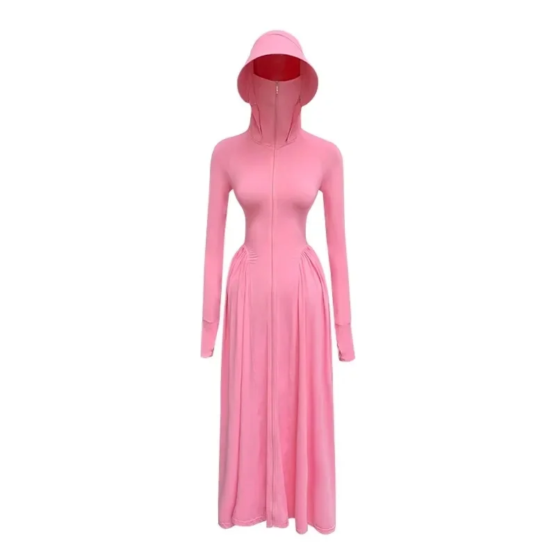 Sunscreen Light/Ice Silk Sunscreen Clothes For Women's Super Immortal Outwear Full body UV Protection Hooded Sunscreen Dress