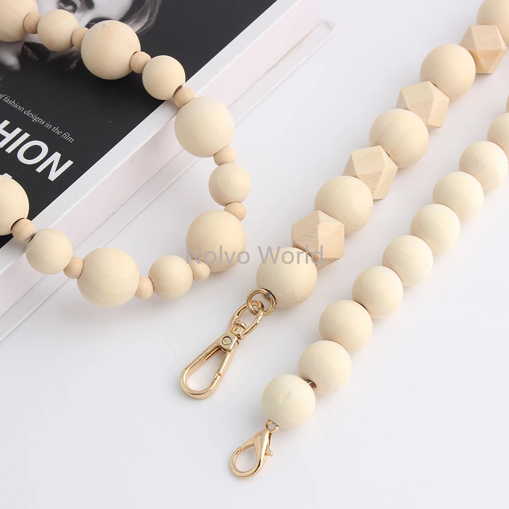 1/4/10PCS 30-60cm Natural Short Shoulder Strap With Hooks Wooden Beads For Handbag Mobile Phone Chain Decor Gifts Accessories