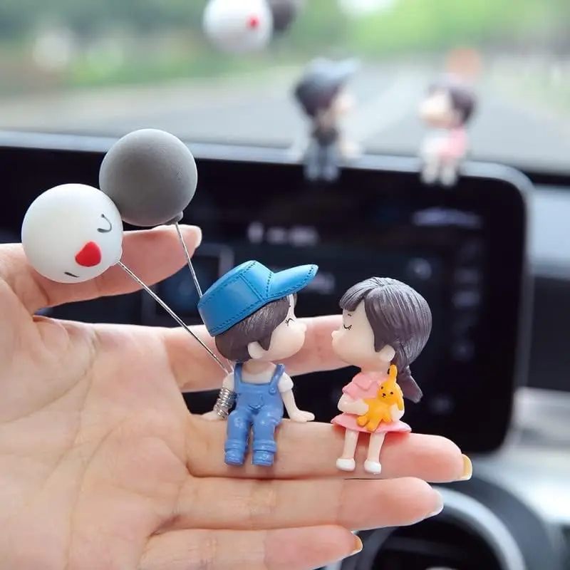 Anime Couples For Car Ornament Model Cute Kiss Balloon Figure Auto Interior Decoration Pink Dashboard Figurine Accessories Gifts image 2