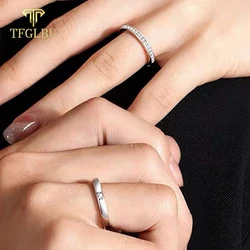 TFGLBU 100% 925 Sterling Silver Moissanite Ring for Women Men Couple Ring Wedding Valentine's Day Gift White Gold Plated Band