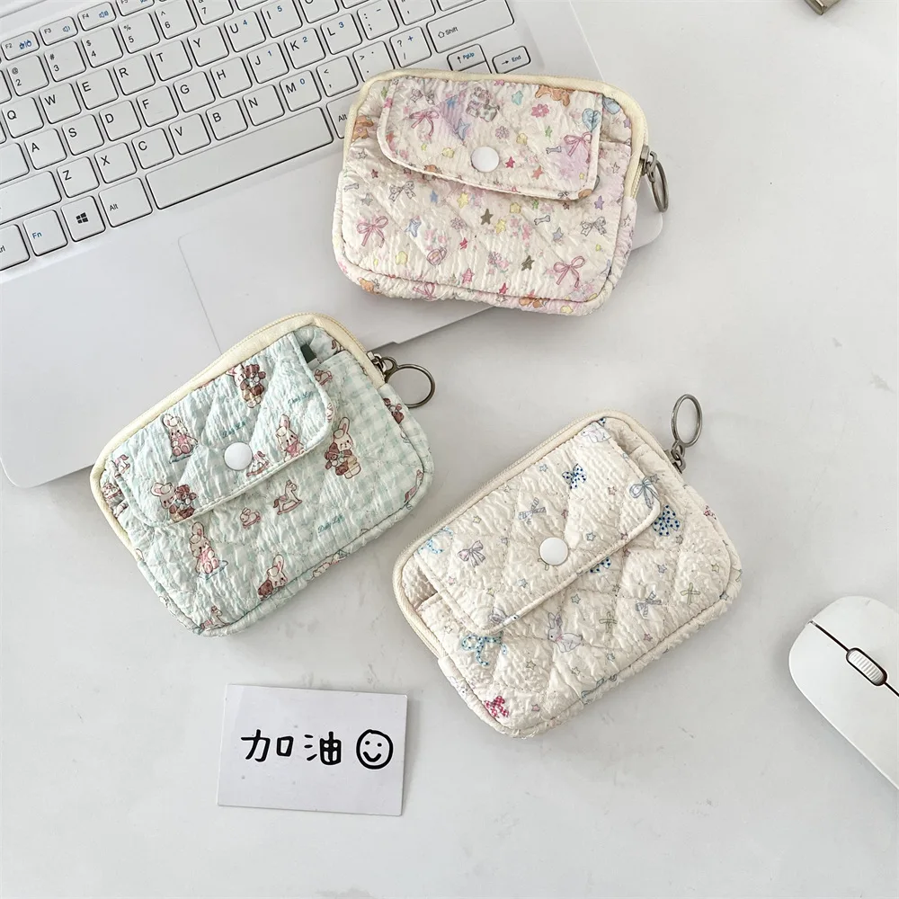 محفظة نقود معدنية مطبوعة حقيبة بطاقات منظمة صغيرة محفظة مطبوعة لطيفة للفتيات هدية للحمل اليومي