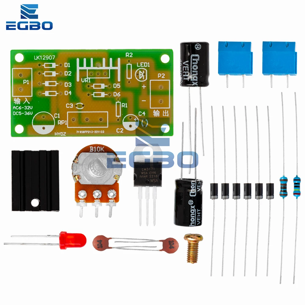 LM317 Adjustable Power Supply Kit Continuous Adjustable DC Power Supply DIY Teaching Training Parts