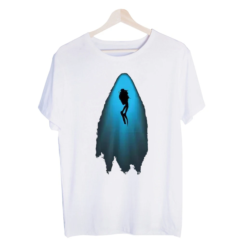 Men's Mermaid Silhouette Graphic Tee, Short Sleeve Crew Neck T-Shirt for Casual Summer Outfits