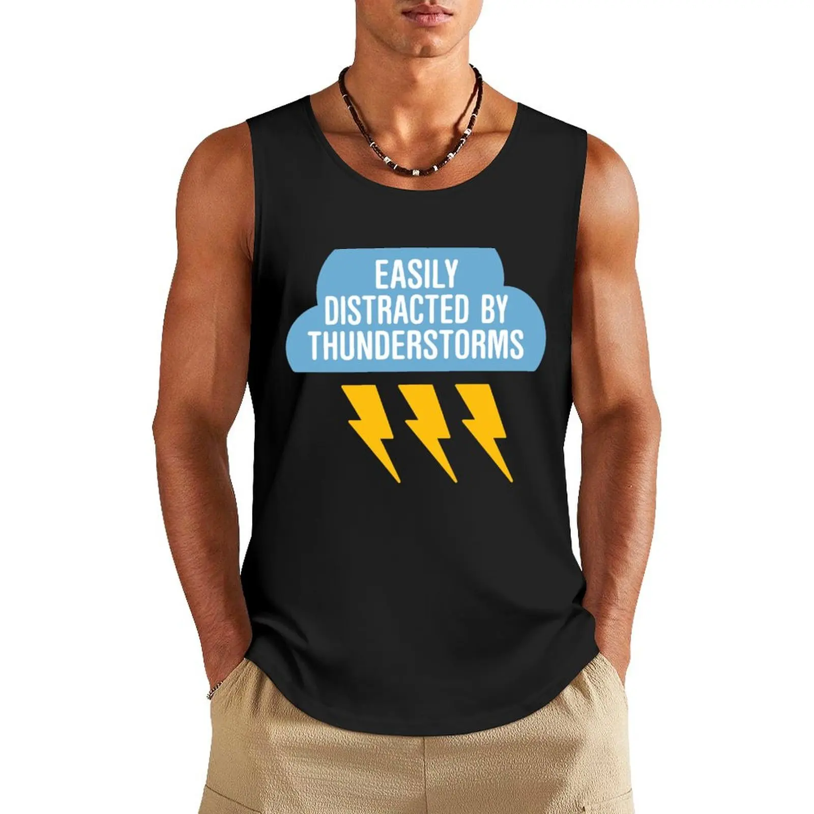 

Meteorology Distracted By Thunderstorms Tank Top summer Men's tops Male clothes Men gym sportswear