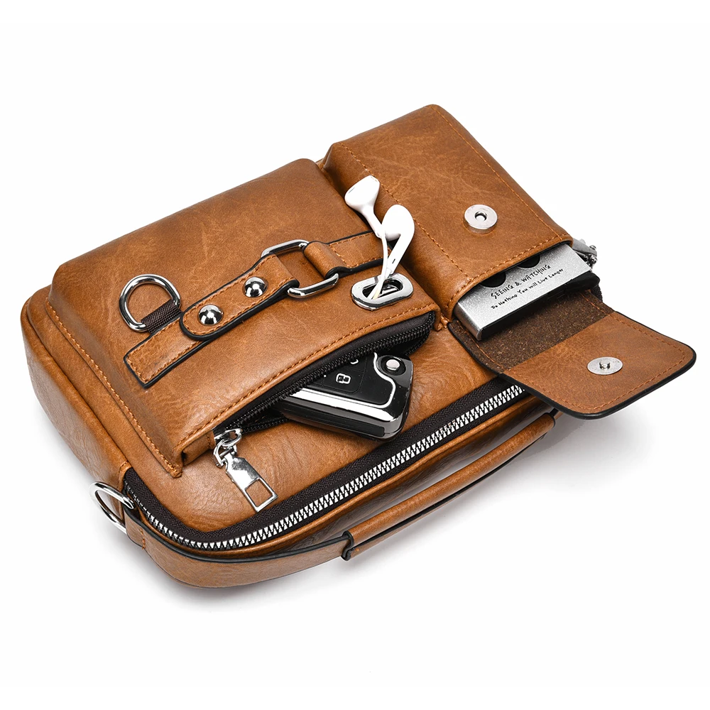 WEIXIER موضة حقيبة كتف رجالية بولي Leather حقائب يد جلدية للأعمال سعة كبيرة الرجال حقيبة ساع التنقل إلى العمل حقيبة رجل