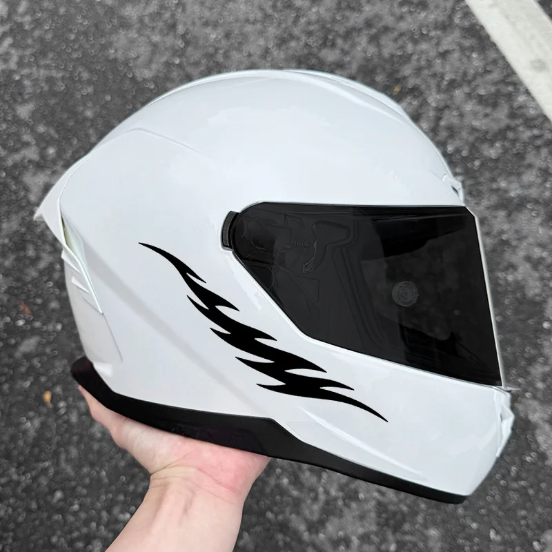 2D Flat Fire Flame Motorcycle Sticker 2PCS Set Waterproof Self Adhesive Vinyl Decal Helmet Tank Front Fork Decoration