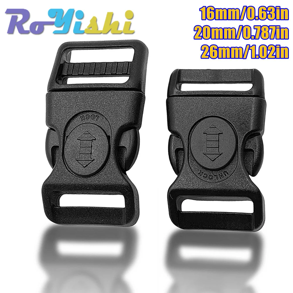 2pcs 16/20/26mm Plastic Curved Side Release Buckle with Lock for Parachute Bracelet Luggage and Backpack Accessories