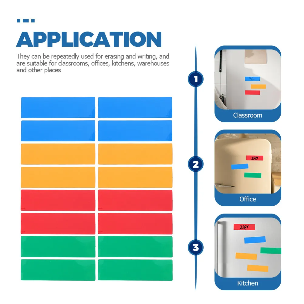 

60Pcs Magnetic Name Tags Dry Erase Magnetic Labels Reusable Bright Color Write on Magnets for Office Classroom