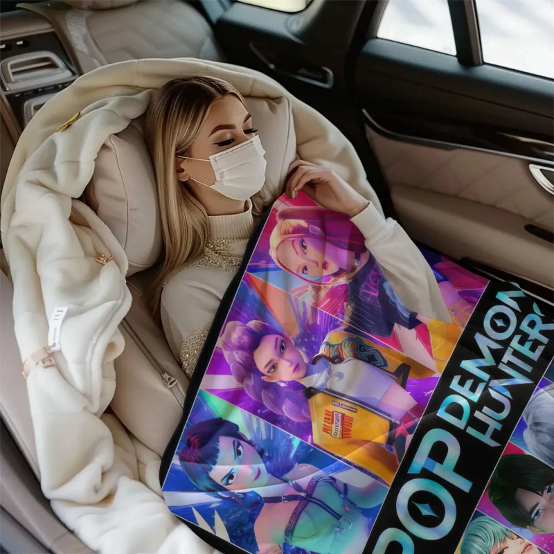 K-Pop شيطان الصيادين بطانية الساخن رومي ميرا زوي مطبوعة متعددة الوظائف الفانيلا رمي مروحة هدايا للمنزل الترفيه التخييم السفر