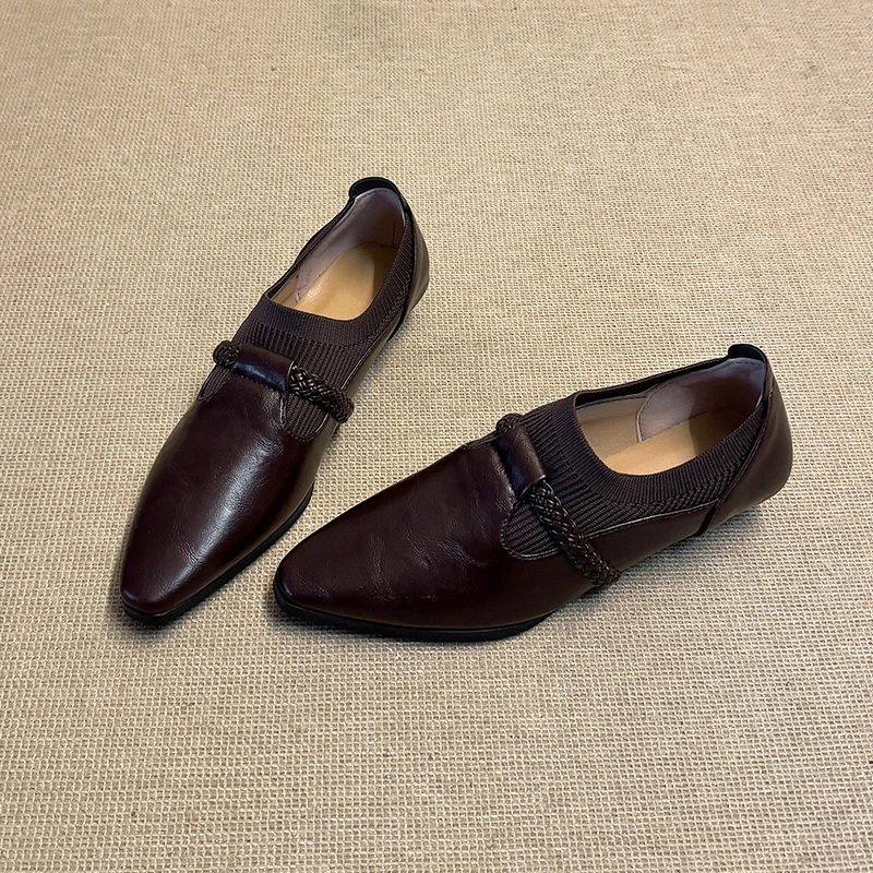 

French 2025 Fall New Pointed Toe Block Heel Single Shoes Women Slip-on High Heels