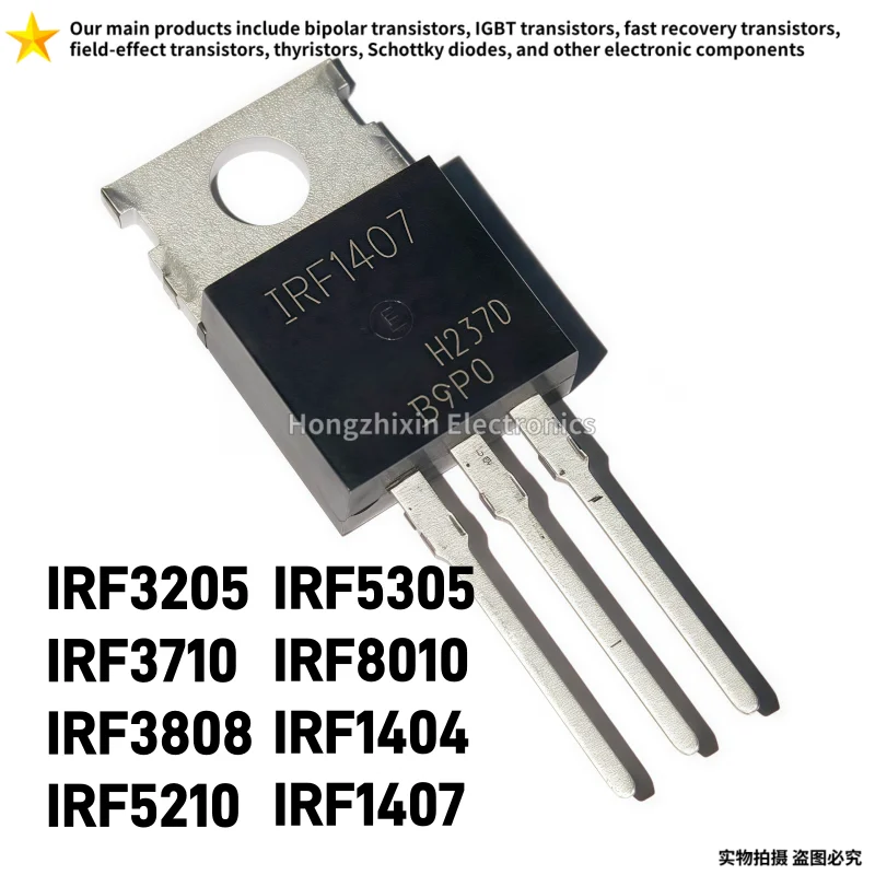 2026 Hot Sale IRF3205 IRF3710 IRF3808 IRF5210 IRF5305 IRF8010 IRF1404 IRF1407 TO220 Transistor MOSFET de Potência Novo em Estoque