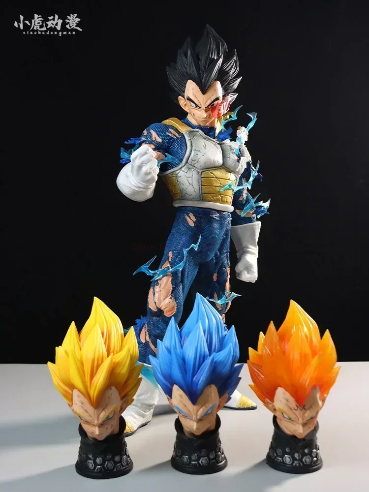 55Cm Drakenbal Z Originele Bandai Anime Figuur Nieuwe Gk Vegeta Super Saiyan Drie Kop Actie Pvc Collectie Beeldje