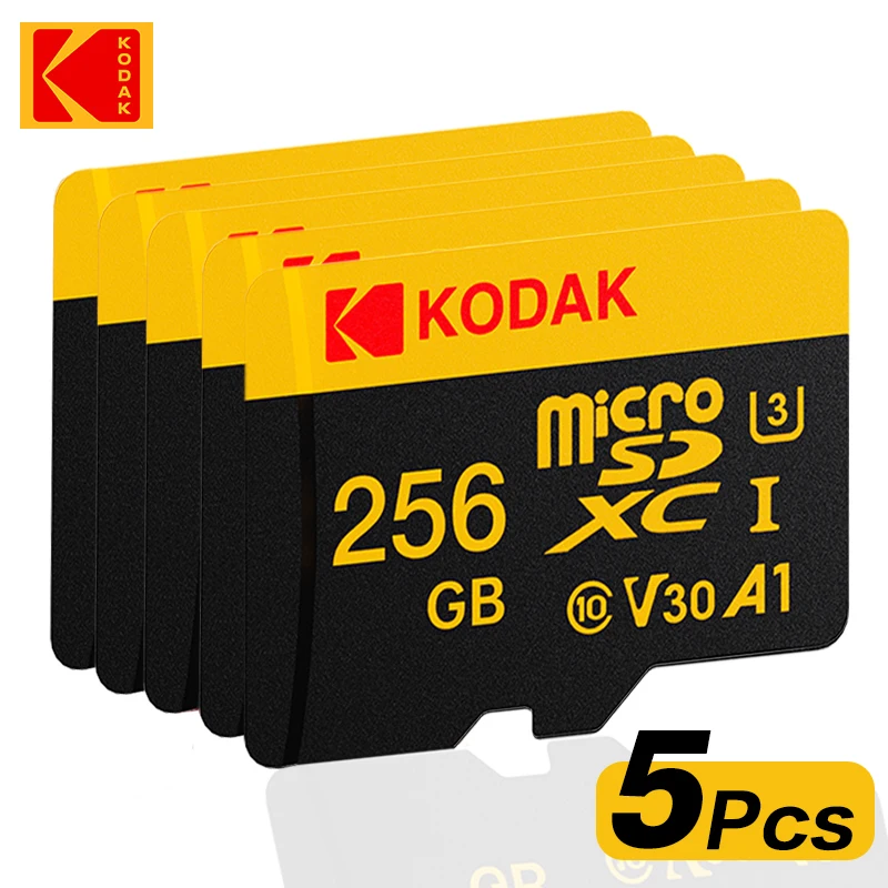 Kodak 5pcs/lot 128GB Micro SD Card Memory Card Class 10 256GB 4K High Speed ​​Cartao De Memoria Flash Memory TF Mecard C10