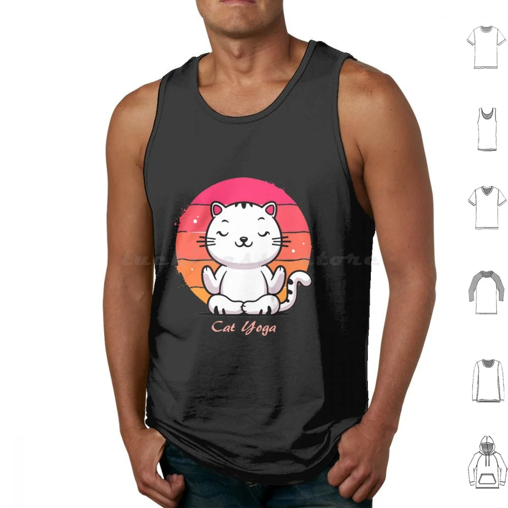 Camisetas sin mangas de algodón con estampado de todo lo que necesito es amor y Yoga para gatos, gatos lindos, animales divertidos para gatitos, mascotas, Meme