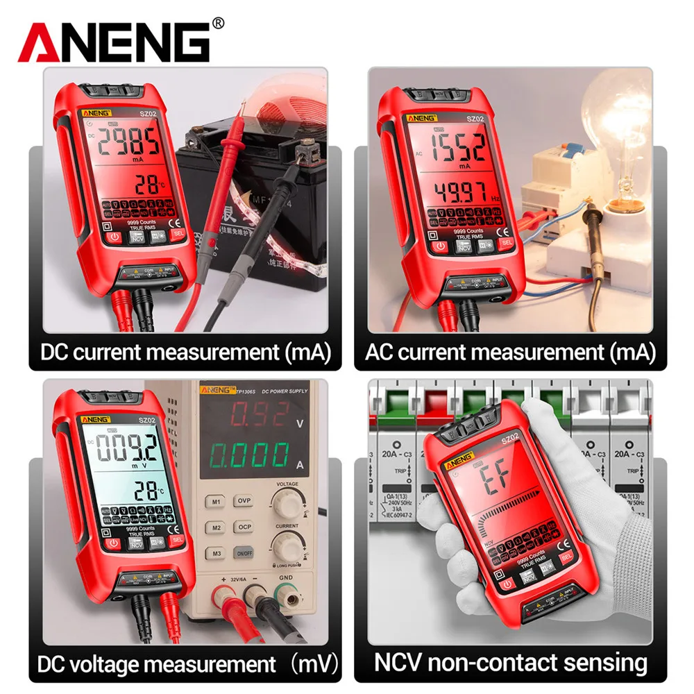 ANENG SZ01/SZ02 Diode Tester Professional Digital Multimeter True RMS Smart AC/DC Current Voltage Auto Range Multimetres Tools