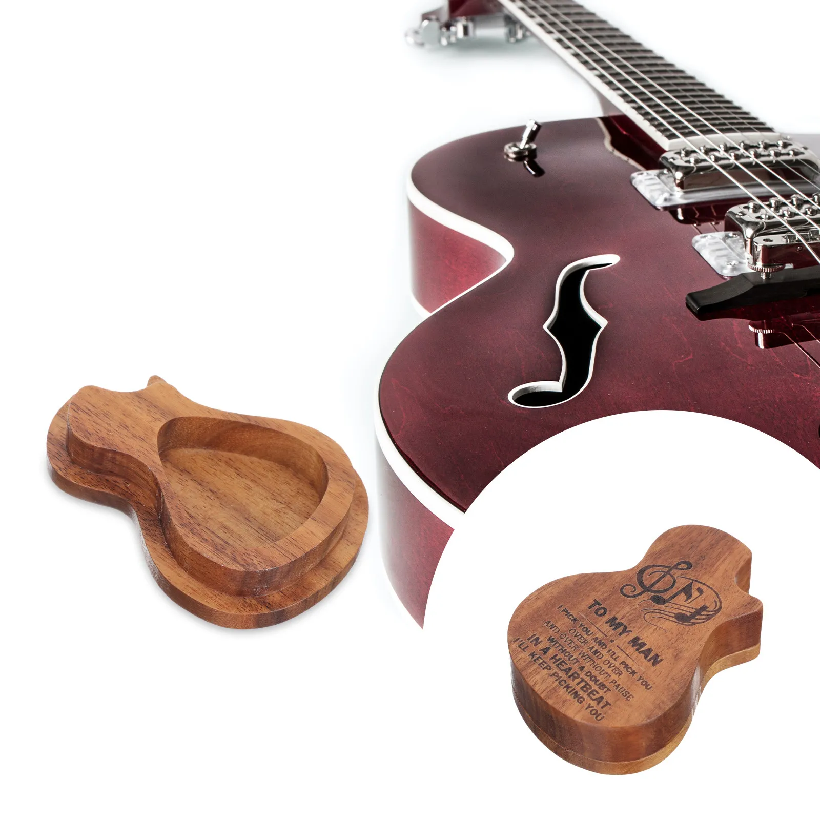 

Гладкий полированный деревянный футляр для гитарных медиаторов, держатель для всех типов медиаторов, идеальный подарок для любителей музыки, семьи и друзей