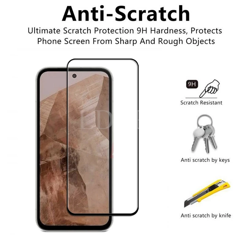 Cristal templado para Google Pixel 8a, película protectora de lente de cámara, pegamento completo, 8 a