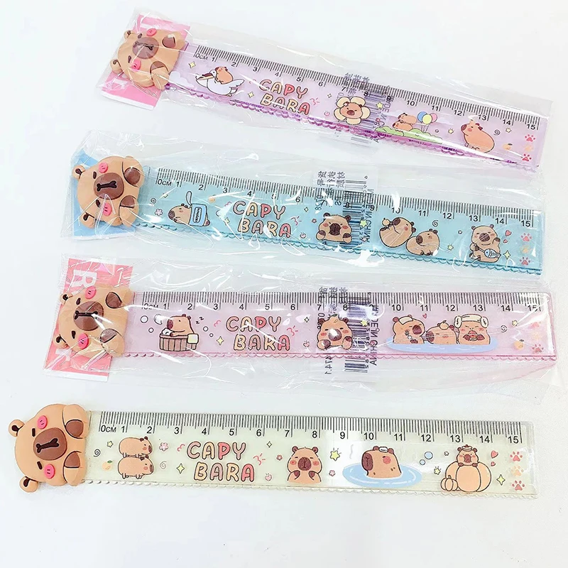 4Pcs/Set Capybara Cute Cartoon Straight Ruler Stationery Drawing Gift Korean Office School Measuring Drawing birthday gift