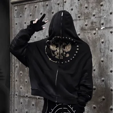 Grailz Double-Tailed Bird Shoulder-to-Shoulder Two-Part Gloves Antique Zipper Jacket Hooded Sweatshirt T-shirt Project G/R