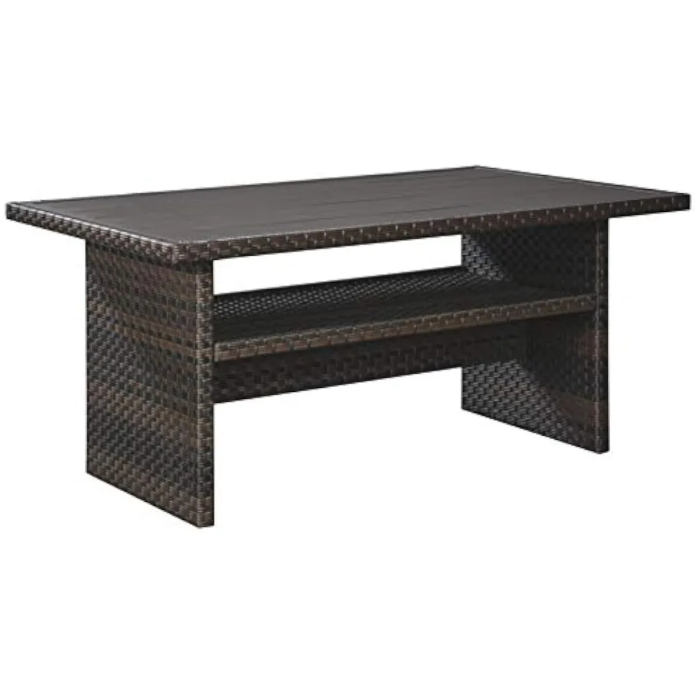 

Durable Dark Brown Outdoor Patio Table with Resin Wicker for Multiple Uses