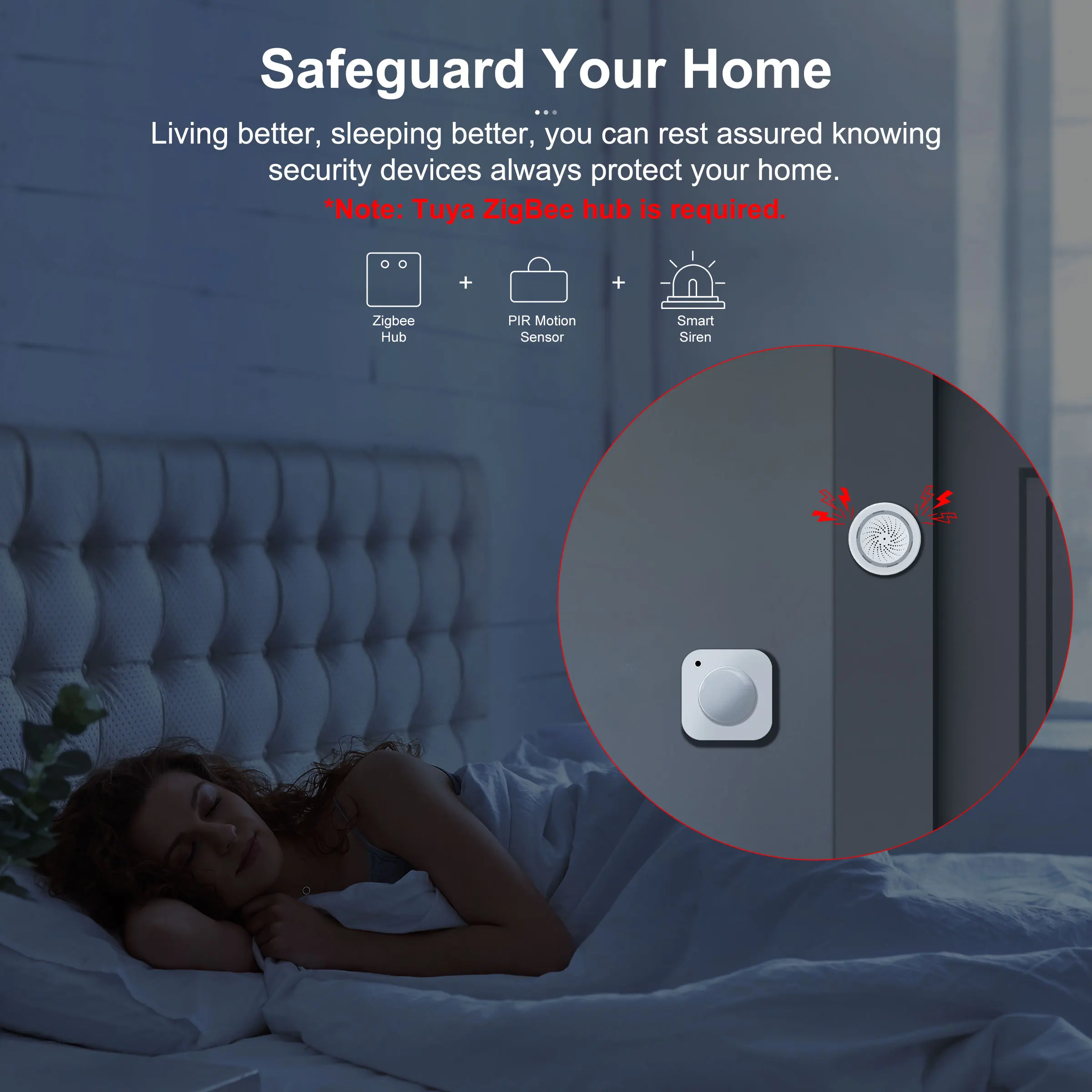 Kemek-Tuya ZigBee Sensor de Movimento PIR, Detector de Movimento Humano Inteligente, Luz Embutida, Segurança Doméstica, Funciona com Smart Life App