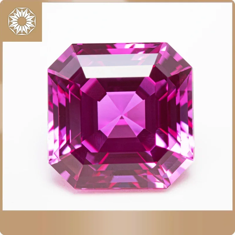 Top Lab Grown Sapphire Hot Pink Color Square Asscher Cut VVS1 Charms DIY for Jewelry Making Materials Selectable AGL Certificate