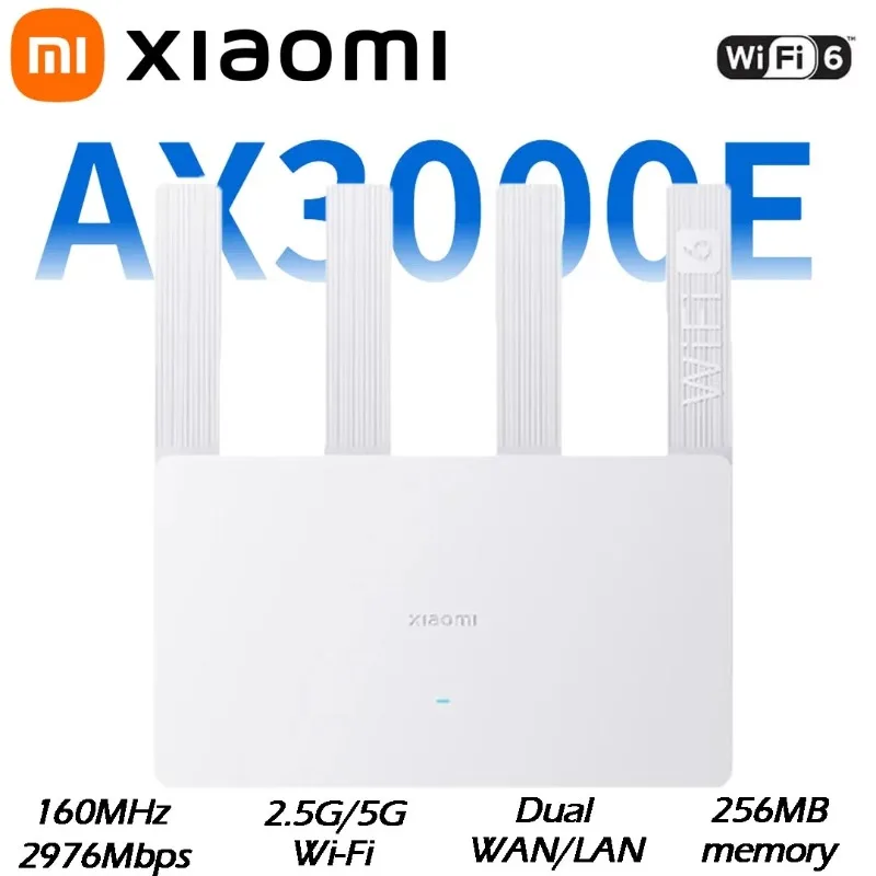Router Xiaomi AX3000E WiFi6 Processori Qualcomm dual band 2976Mbps Rete mesh di memoria da 256MB